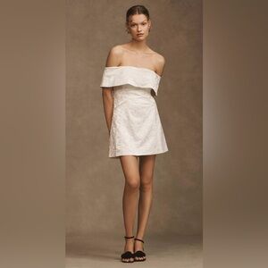 Anthropologie BHLDN Ingrid Stretch Jacquard Off-The-Shoulder Mini Dress